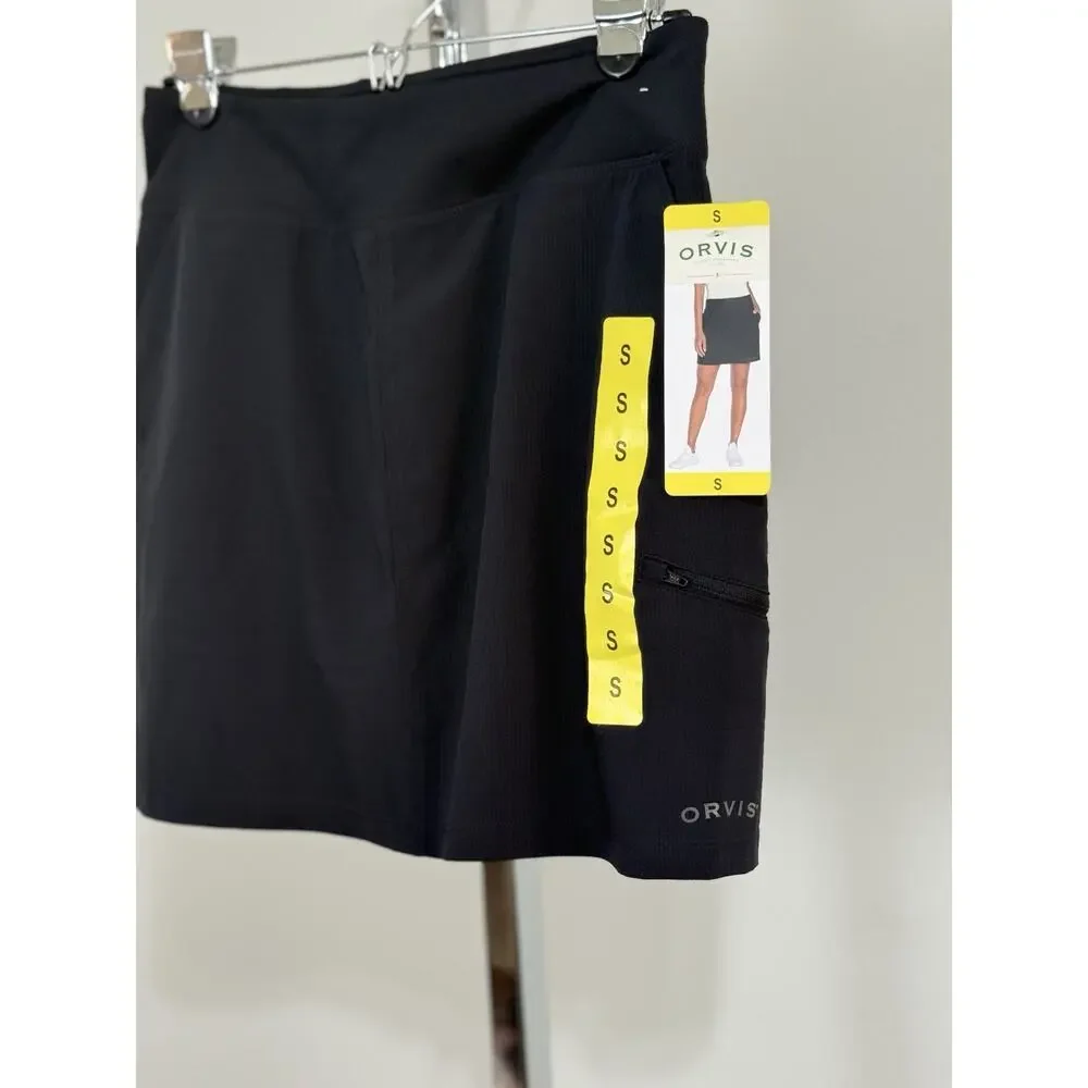 NWT Orvis Womens Black Lightweight Moisture Wicking Athletic Skort Golf Tennis S